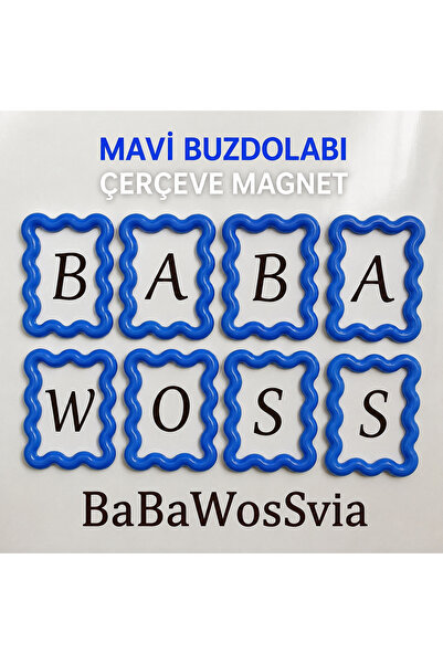 BaBaWoSs Buzdolabı Magnet MAVİ Çerçeve Figürlü Yüksek Kaliteli Baskı 1 Adet