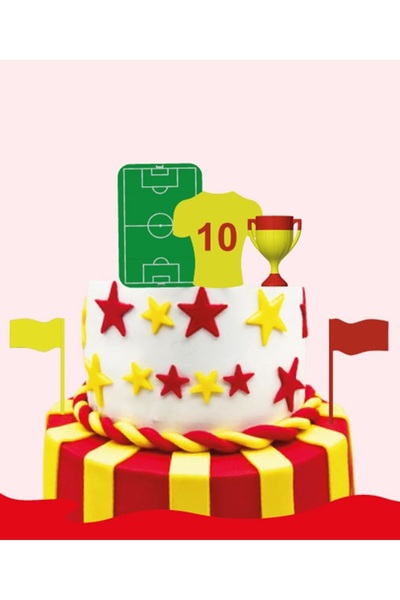 Big Party Cake Topper 3D Design Products Yellow Red Fan Model 5 Pieces