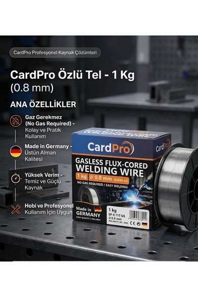 cardpro GAZSIZ GAZALTI KAYNAK TELİ 1 kg 0.8 mm ORJİNAL