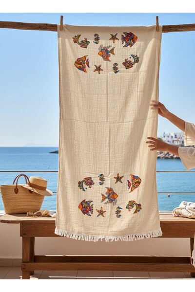DNRYSL Large Size Muslin Beach Towel - 100% Cotton Quick-Drying Soft Textured...