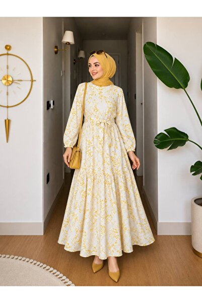 GÜZEL TRİKO ESEN KEMERLİ UZUN ELBİSE