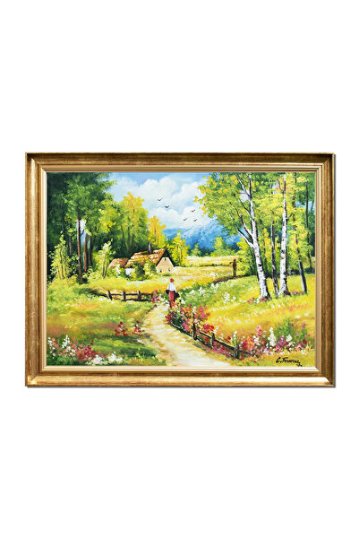 artnova Рамкирана картина на очарователен планински пейзаж, ръчно рисувана, В...