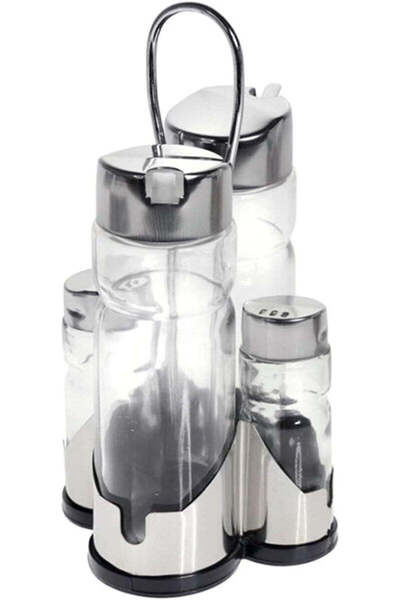 Cuisinart Cuisine Art 5-Piece Condiment Set - Stainless Steel Stand & Lids - ...