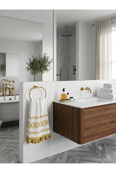 Çeyiz Diyarı Kumsal Jacquard Bath Towel 90X140 cm Mustard