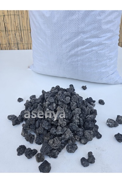 Asenya Siyah Pomza Taşı 40 lt 1-3 cm Gri Pomza Kırığı Cüruf Bahçe Süs Taşı Po...