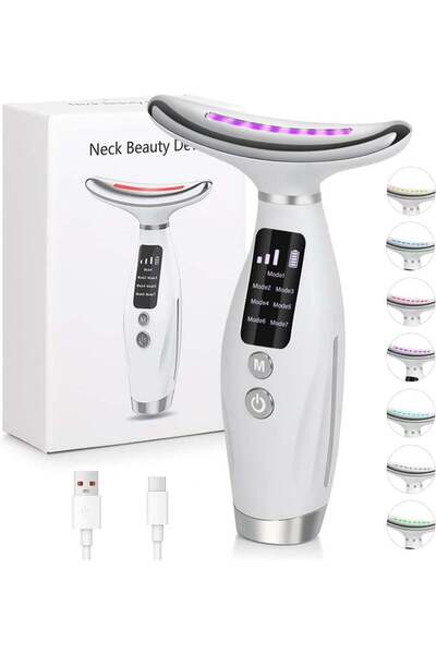 ZeeSquare 7-in-1 LED Facial Massager for Face & Neck – Rechargeable Anti-Agin...