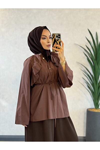 Merwishop Mrw1633 Frill Shirt Coffee