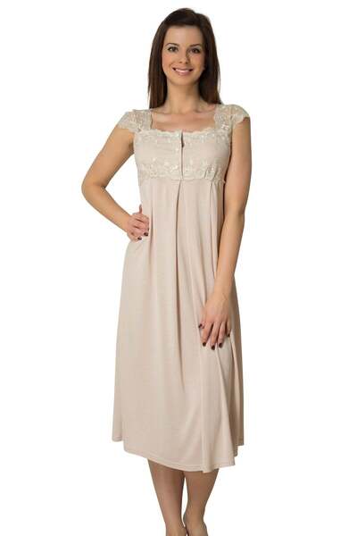 by İGP Cotton Maternity Short Sleeve Nightgown with Breastfeeding Feature