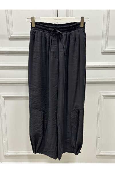 ALANURMODA 26119 black trousers with elastic and leg pieces