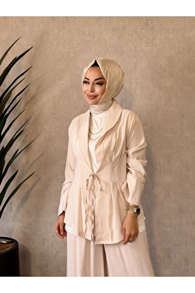 ALANURMODA 22889 Lace-Up Front Suit Beige