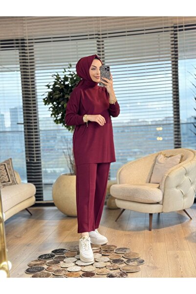 Afili 4401 طقم إكرين باللون الأحمر الداكن
