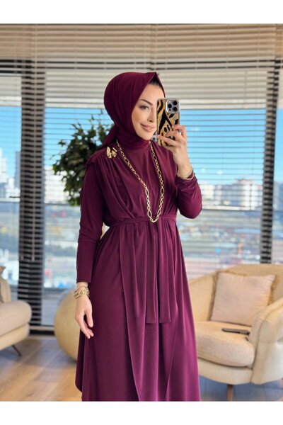Afili 1513 Tops Triangle Cape Dress Plum