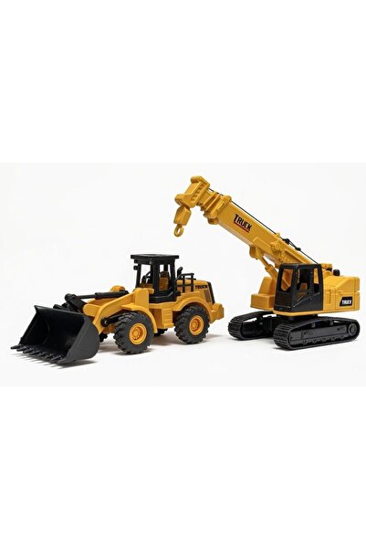 Flippy Set 2 Utilaje de Constructii cu Buldoexcavator si Macara, Jucarie Inte...