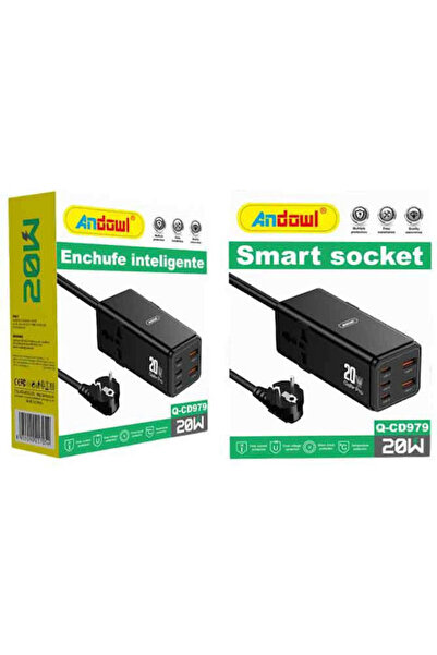 Andowl Qcs979 Πολύπριζο με USB-A και USB-C Κωδικός: Q-CS979