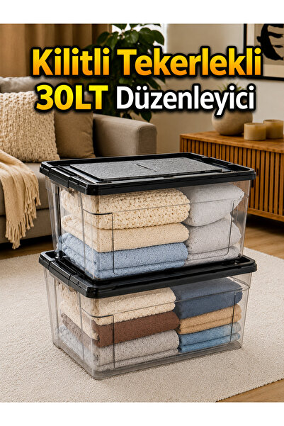 LOREMPBOX 2 Pieces 30 Lt Transparent Storage Box with Lockable Lid |   Medium...