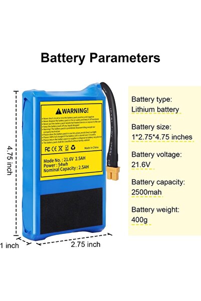 OEM 21.6V 2.5Ah Electric Scooter Battery Replacement, 54WH Li-ion Battery Pac...