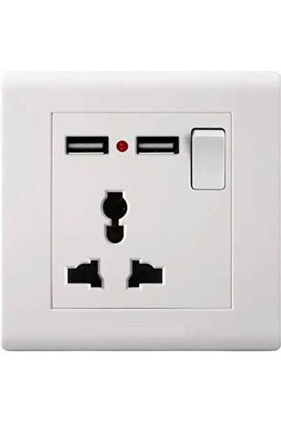 Epica Star Μονή Πρίζα με 2 Θύρες USB και Διακόπτη