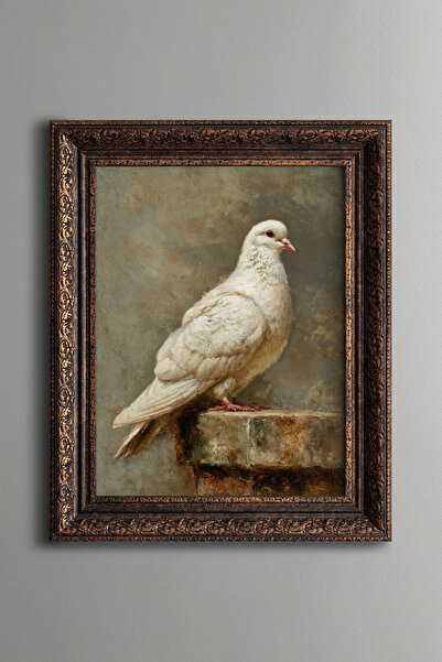 epiqart White Dove – Vintage Patterned Painting – Thick Model
