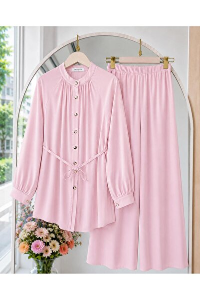 MODA VEDAT Women's Tunic Collar Gathered Pants Suit -0625 (Tunic 84 Cm, Pants...