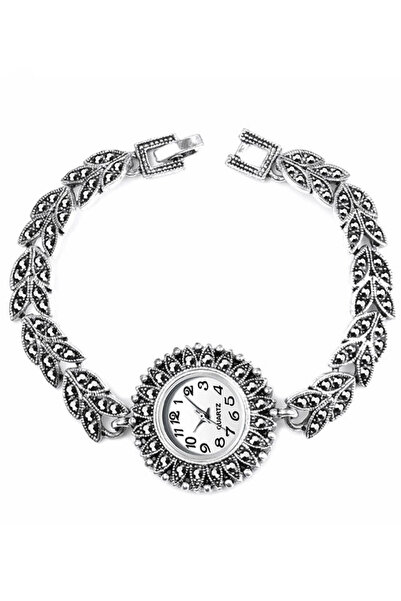 VeeShop Ceas de mana de dama model vintage, bratara cu ramurele, cadran floar...