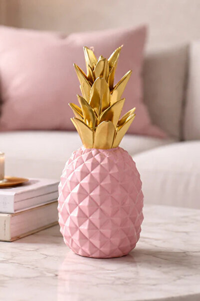 HOMEVSE Ananas Pembe Gold Dekoratif Obje Biblo Modern Luxury Salon Ev Dekoras...