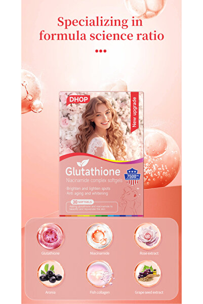 DHOP -Glutathione Soft Capsules Brightens and lightens skin, reduces dark spo...