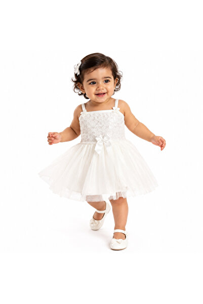 Generic Girls' Party Dress with Layered Tulle and Floral Details and Elegant Bow