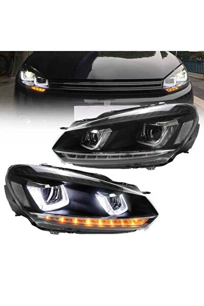 VLAND Σετ Εμπρόσθιων Προβολέων για VW Golf VI (6) 08-12 DRL Τύπου U & Δυναμικ...
