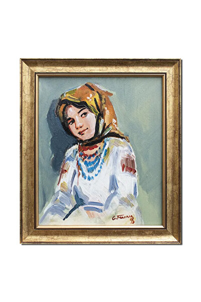artnova Tablou celebu pictat manual inramat, Portret de tarancuta, 35x30cm ul...