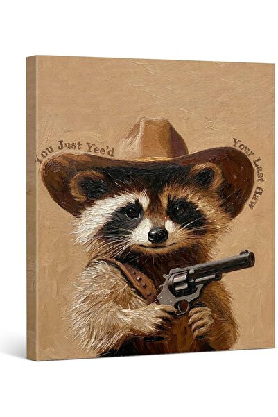 HOME MODE 30x40 cm Gallery Wrapped Canvas Wall Art | Cowboy Raccoon You Just ...