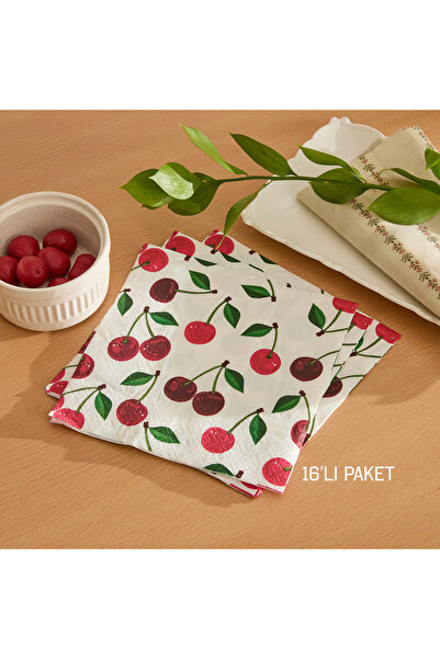 parti pera Kiraz Baskılı Kağıt Peçete 16 Adet 33*33 cm