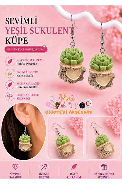 himi bijuteri aksesuar Green Succulent Cheerful Cute Plant Flower Figured Dan...
