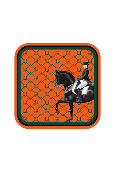 Rosivella Equestrian Orange 6-Piece Cup & Tray Mat Set