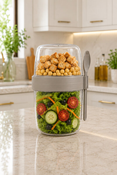 Sariva Home 900 ml Double Layer Salad and Yogurt Container, 300+600 ml Muesli...