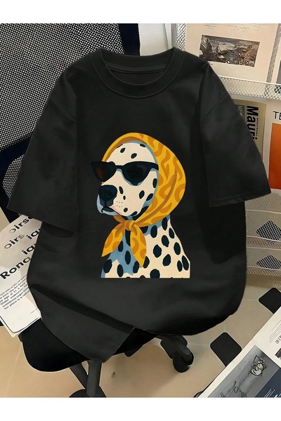 SVART WEAR Καλοκαιρινό μπλουζάκι με στάμπα Δαλματίας, μεγάλου μεγέθους, με λα...