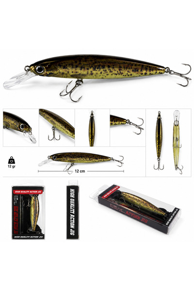 Hobifix 12 cm 12 gr Gaga Tipi Minnow Sahte Balık, Yapay Yem, Spin Avı Sahtesi...
