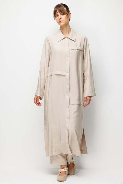 Micca %85 LyoCELL Goldy Kat Aller Detaylı Spor Maxi TuniK-Taş