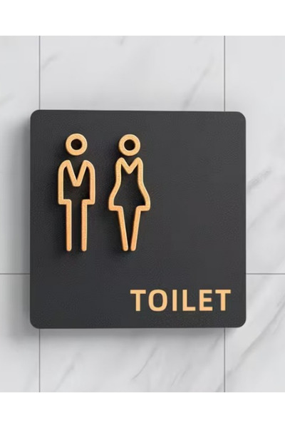 hdrlazerdizayn Wooden Wc (Toilet) Direction Sign - Set of 3