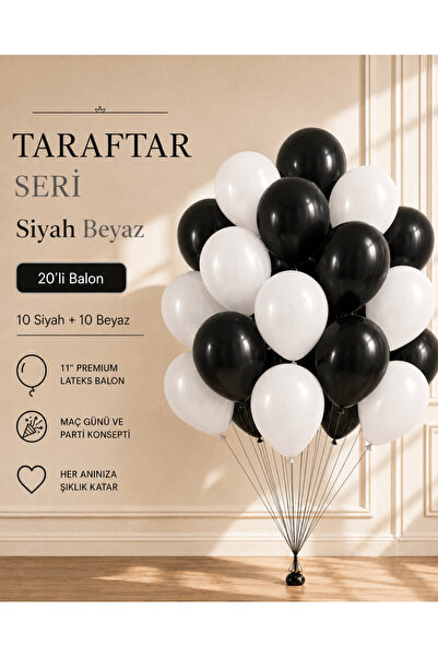 Marlon Balon Fan Series Black and White 20 Balloons Match Day Birthday Party ...