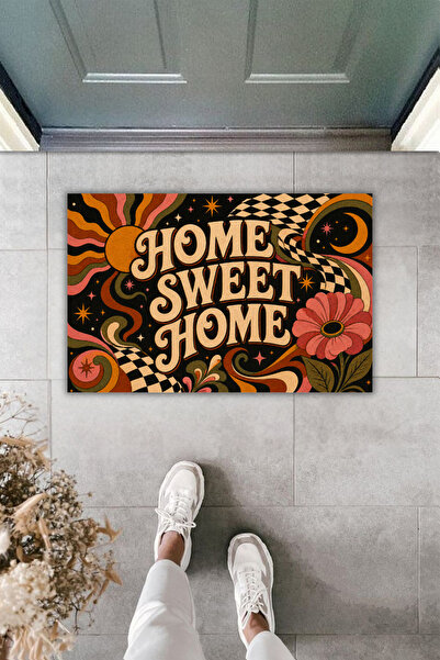 Rugmood Home Sweet Home 70S Retro Floral and Geometric Pattern Digital Print ...