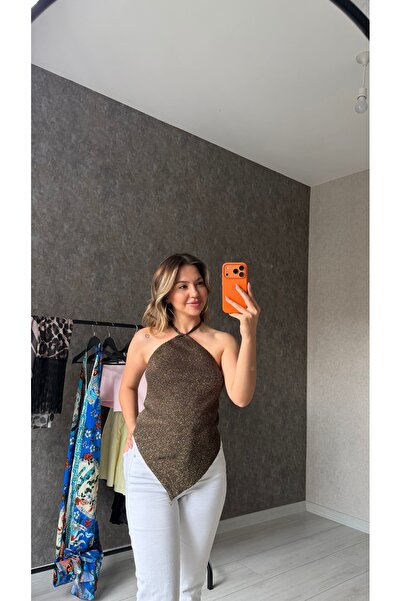 L&C Collection Simli Sırt Dekolteli Bağlamalı Bluz