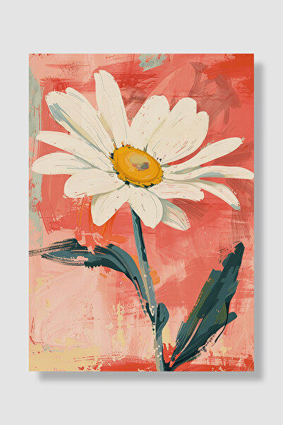 Luna Marissa Poster cu margarete, margarete albe, roz coral, decor de perete,...