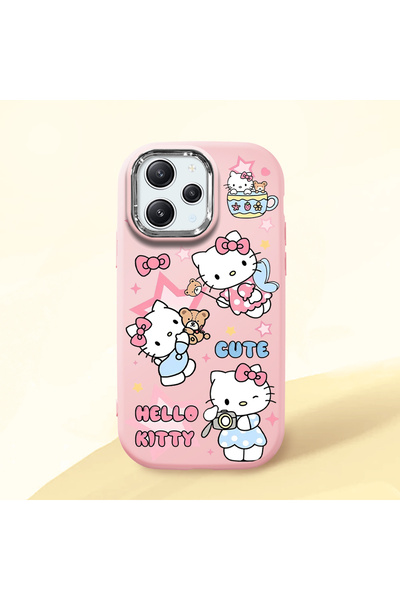Hontinga Redmi 12 Uyumlu Kılıf kamera koruyucu Pembe Silikon Couple Telefon K...