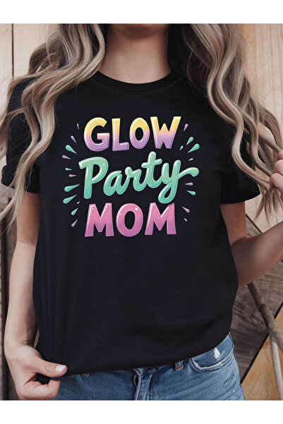 135 تي شيرت نسائي بطباعة شعار متدرج اللون "GLOW MOM" للأمهات، مناسب للحفلات و...