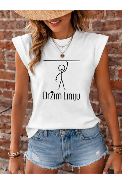 Ekim11 تي شيرت نسائي بطباعة مضحكة بعنوان "I'M Holding The Line" على الطراز ال...