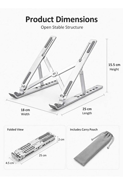 LEOXOL Laptop Stand 450 g | Adjustable Aluminum Laptop Holder | Foldable Port...