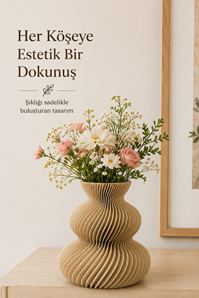 İBERİALHOME Modern Dekoratif Vazo | Dalgalı Tasarım Çiçek Vazosu | Minimal Ma...