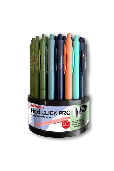 Penmate Pix Flexi Click Pro, varf 0.7mm, cu mecanism click, multicolor, 50 buc