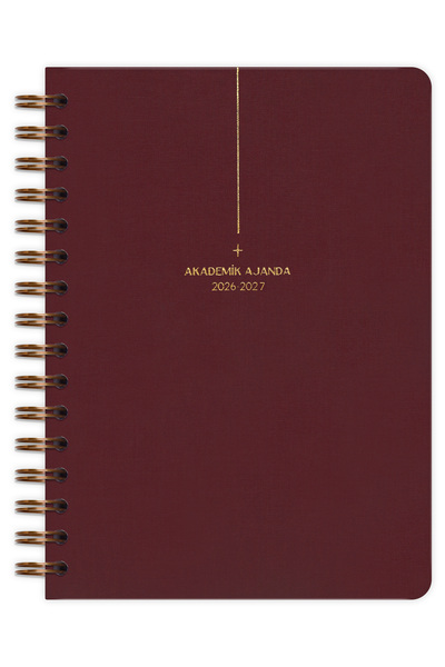 Matt Notebook 2026-2027 A5 Keten Akademik Ajanda Spiralli 15x21 cm - 17 Aylık Bordo