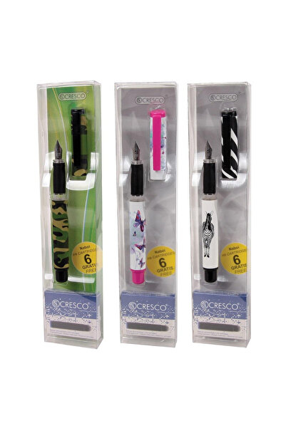 CRESCO Stilou GO PEN, cu penita iridata M, 6 cartuse incluse, Multicolor